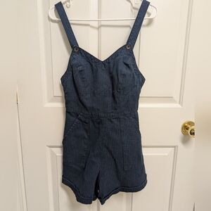 Habitual Dark Blue Pinstripe Short Overalls Women Jeans Shortalls 26